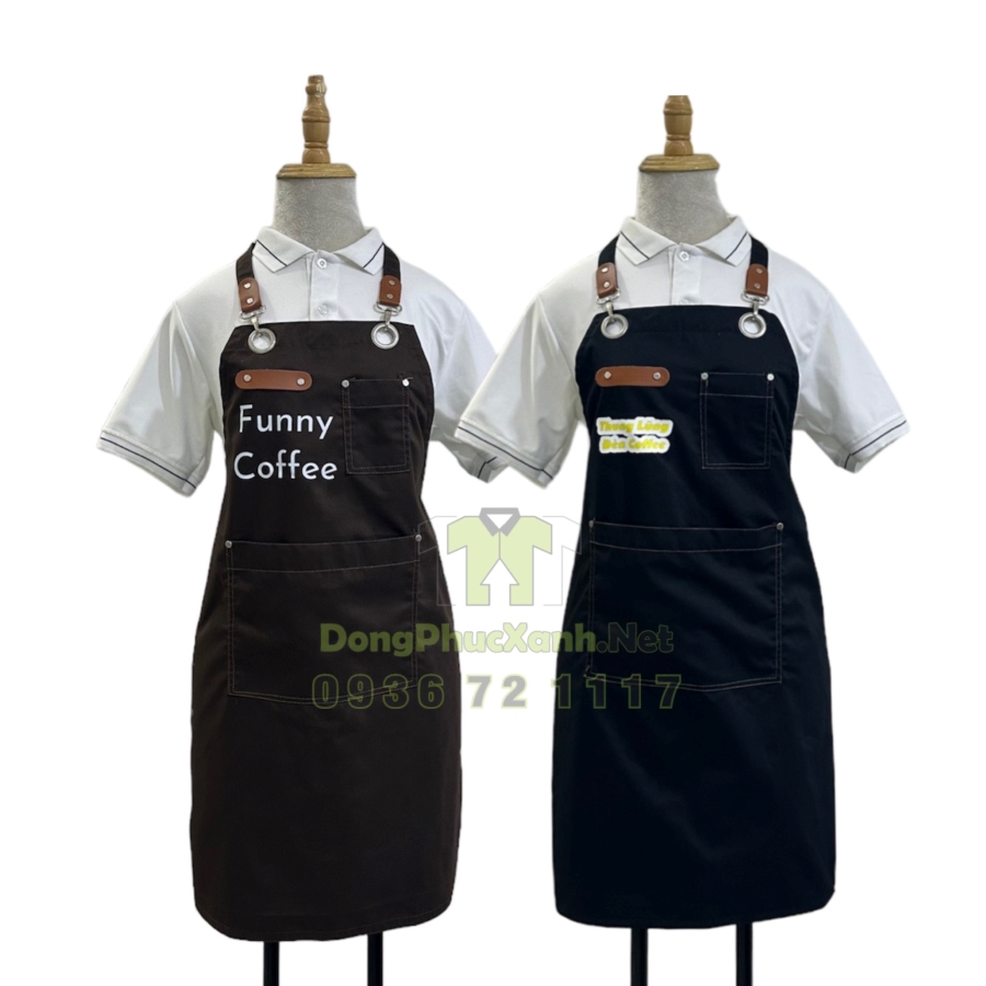 Tạp dề đồng phục in logo quán cafe Funny coffee