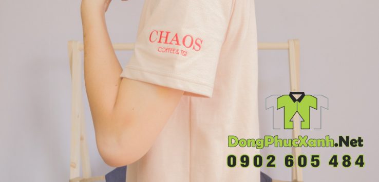 Mẫu Áo Thun Đồng Phục Màu Cafe Sữa Thêu Logo CHAOS | ĐỒNG PHỤC CAO CẤP