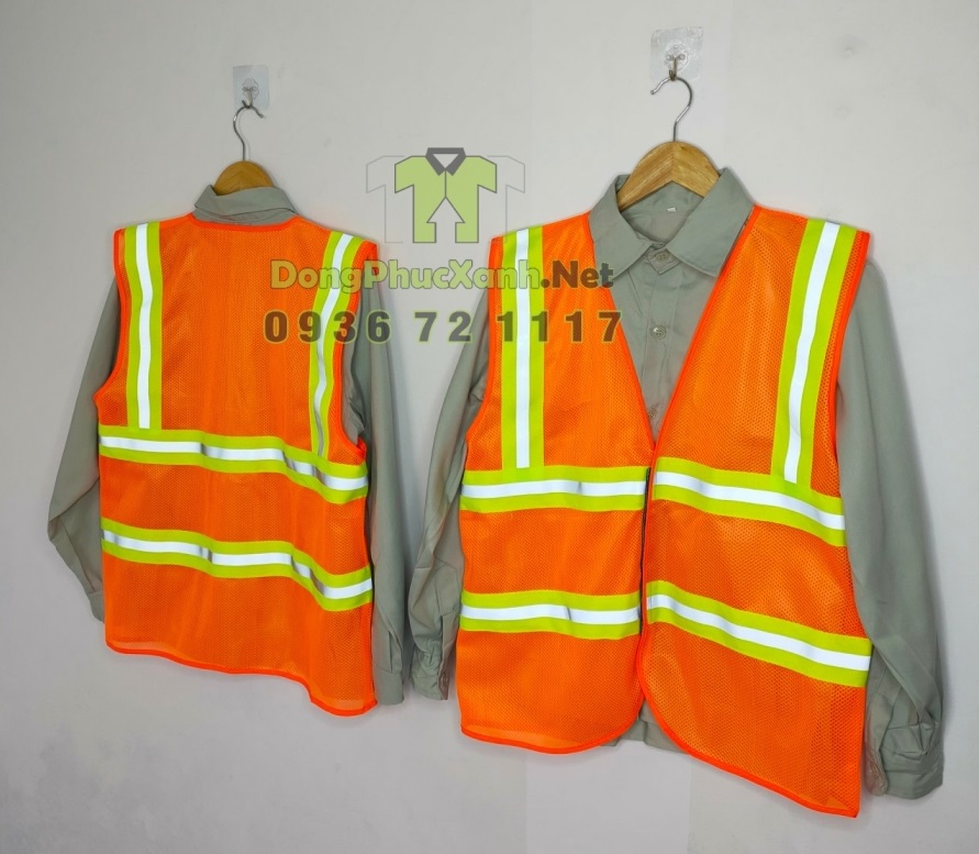 Áo lưới công nhân - áo lưới phản quang màu cam - áo lưới 3m