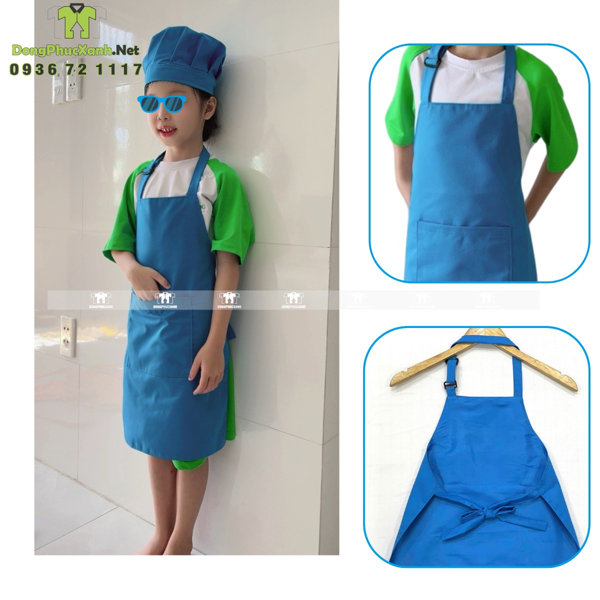 Tạp dề cho bé màu xanh da 2 lớp chống thấm Tạp dề cho bé màu xanh da thiết kế gọn nhẹ giúp bé học vẽ học tập và vui chơi mà không lo bẩn quần áo