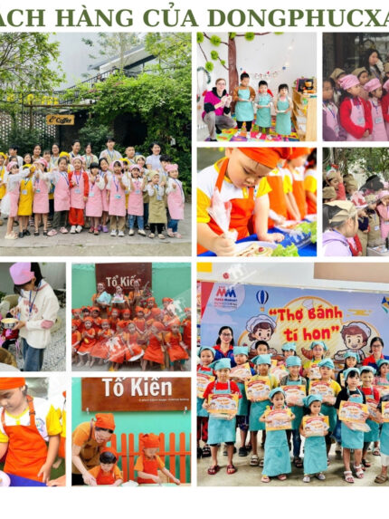 Hình ảnh khách hàng phản hồi thực tế về tạp dề cho bé học vẽ, sản phẩm mặc vừa vặn, chất vải dày dặn giúp bé thoải mái học tập và vui chơi.