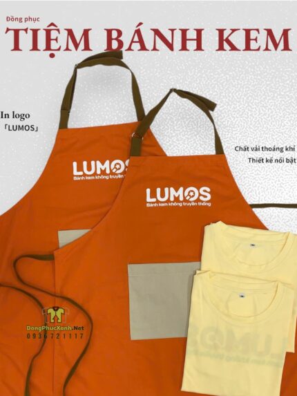 Đồng phục thiết kế theo tone chủ đạo màu cam in logo Lumos