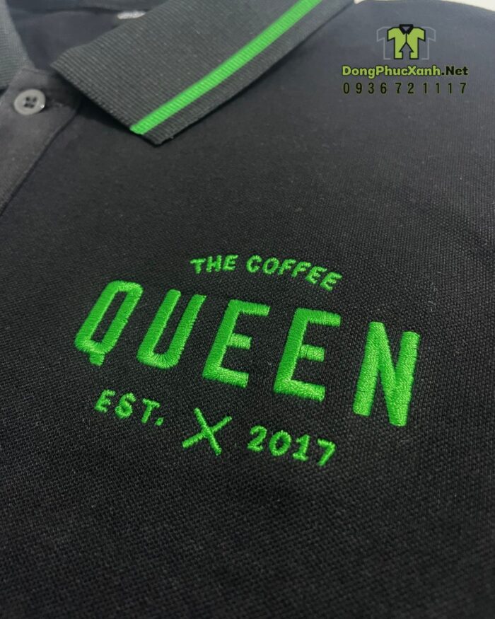 Áo thun thêu logo Coffee Queen