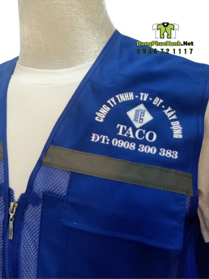 Áo gile in logo công ty xây dựng Taco cho kỹ sư xây dựng