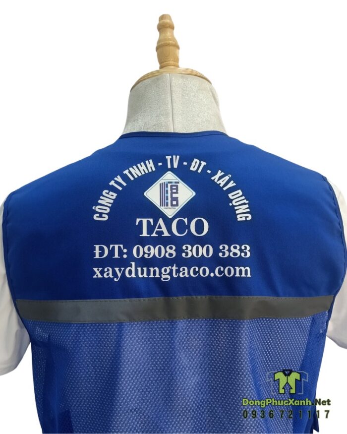 Áo gile in logo công ty xây dựng Taco cho kỹ sư xây dựng