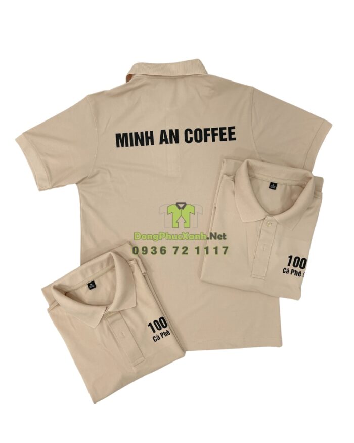 Áo đồng phục cà phê dành cho nhân viên, in logo MINH AN COFFEE