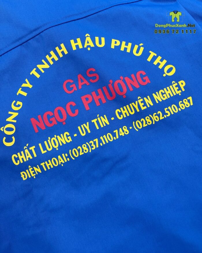 Bộ đồng phục nhân viên giao gas chất vải kaki bền chắc, in logo/thêu logo theo yêu cầu