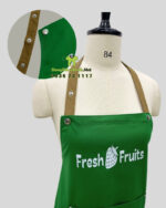 Tạp dề dài cho nhân viên phục vụ màu xanh lá in logo Fresh Fruits