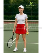 Chân váy đồng phục đỏ thiết kế trẻ trung, năng động, in logo MB66.