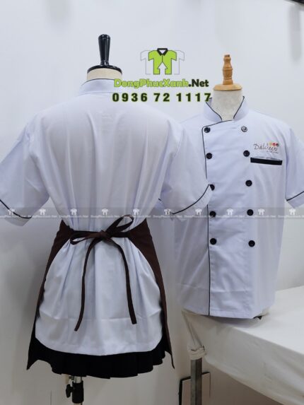 Áo bếp đồng phục thiết kế sang trọng, in logo Dalcheeni.