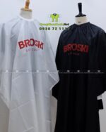 Áo choàng cắt tóc dành cho barbershop thiết kế 2 màu trắng và đen riêng biệt, in logo BROSKI.