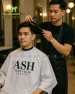Áo choàng cắt tóc thiết kế vừa vặn dành cho các beauty salon, in logo ASH.