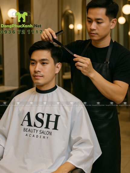 Áo choàng cắt tóc thiết kế vừa vặn dành cho các beauty salon, in logo ASH.