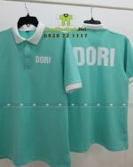 Áo thun đồng phục nhân viên màu xanh mint tươi sáng, in logo DORI.