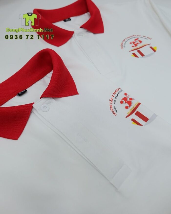Áo lớp hội cựu học sinh thiết kế thời trang, lịch sự, in logo Trường cấp 2 Nguyễn Du - Tp Huế.