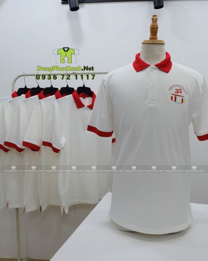 Áo lớp hội cựu học sinh thiết kế thời trang, lịch sự, in logo Trường cấp 2 Nguyễn Du - Tp Huế.