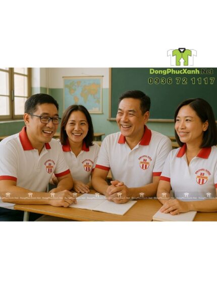 Áo lớp hội cựu học sinh thiết kế thời trang, lịch sự, in logo Trường cấp 2 Nguyễn Du - Tp Huế.
