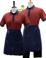 Bộ đồng phục quán trà sữa với áo thun đồng phục màu cam đất ấm áp, dễ chịu, thiết kế in ấn logo theo yêu cầu