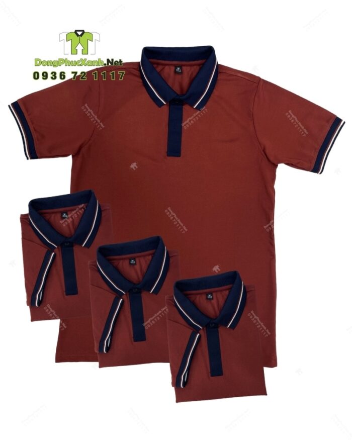 Bộ đồng phục quán trà sữa với áo thun đồng phục màu cam đất ấm áp, dễ chịu, thiết kế in ấn logo theo yêu cầu