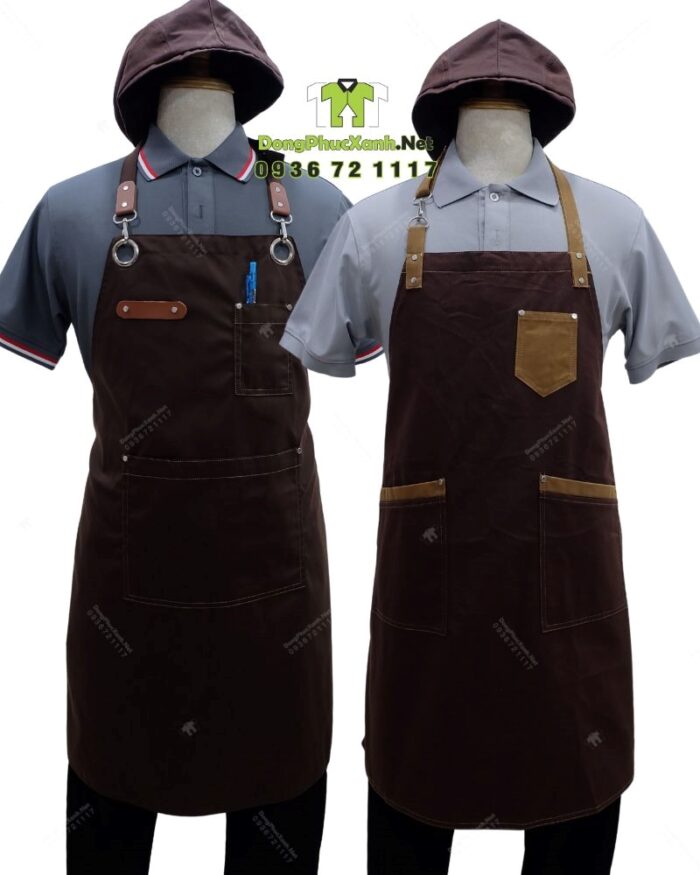 Bộ đồng phục quán trà sữa với áo đồng phục màu xám trang nhã và tinh tế, in/thêu logo theo yêu cầu.