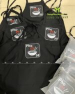Bộ đồng phục nhân viên phục vụ quán phở thiết kế màu đen hiện đại sang trọng, in logo Pho 58.