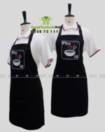 Bộ đồng phục nhân viên phục vụ quán phở thiết kế màu đen hiện đại sang trọng, in logo Pho 58.