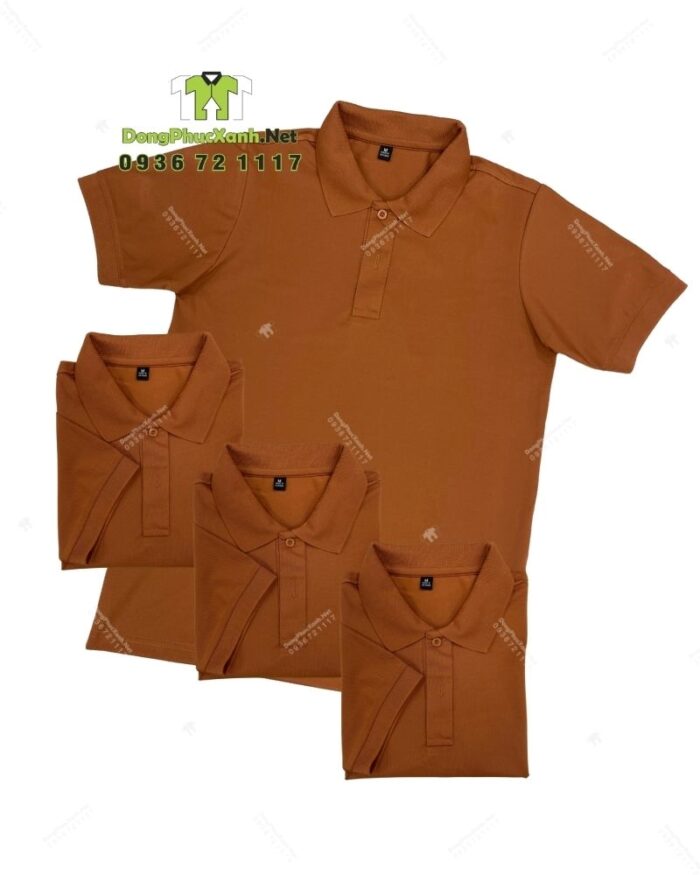 Bộ đồng phục quán cà phê có áo thun đồng phục màu cacao đẹp mắt, in/ thêu logo bằng công nghệ tiên tiến nhất hiện nay.