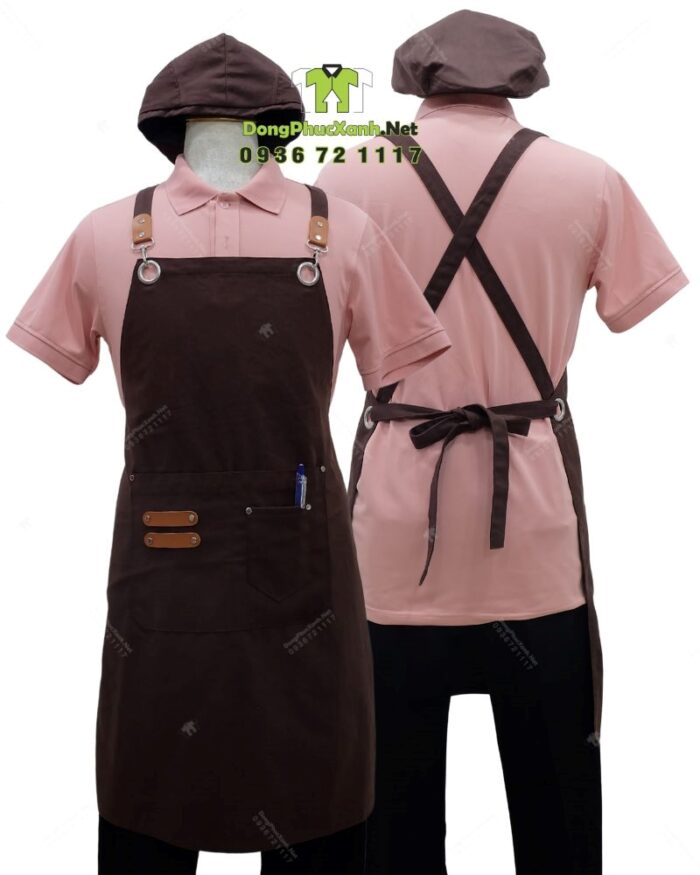 Bộ đồng phục quán trà sữa phong cách dễ thương và tươi trẻ, áo thun đồng phục màu hồng tươi tắn dành cho nhân viên.