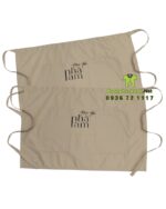 Bộ đồng phục nhân viên tiệm trà sữa thiết kế hiện đại sang trọng, in logo Tiệm Trà Nhà Lam.