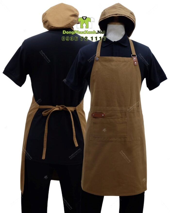 Bộ đồng phục quán cà phê phong cách sang trọng và tinh tế. Áo thun đồng phục thiết kế màu đen chuyên nghiệp, thanh lịch.