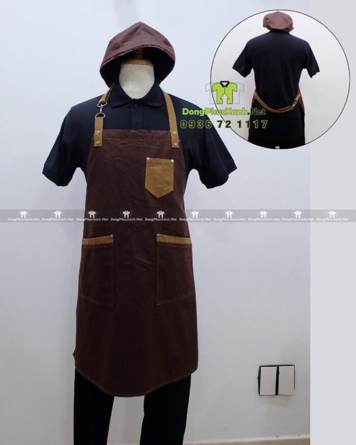 Bộ đồng phục quán cà phê phong cách sang trọng và tinh tế. Áo thun đồng phục thiết kế màu đen chuyên nghiệp, thanh lịch.