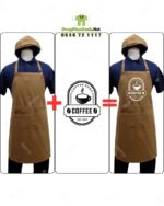 Bộ đồng phục quán cà phê thiết kế áo màu xanh đen, in/ thêu logo theo yêu cầu.