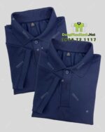 Bộ đồng phục quán cà phê thiết kế áo màu xanh đen, in/ thêu logo theo yêu cầu.