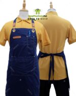 Bộ đồng phục quán trà sữa thiết kế áo thun đồng phục màu vàng, phong cách nổi bật, tăng sự chú ý với khách hàng.