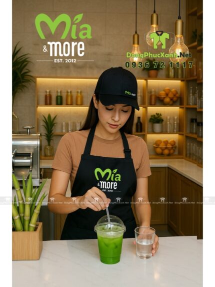 Nón đồng phục lưỡi trai thiết kế vừa vặn dành cho nhân viên bán hàng, thêu logo Mía&More.