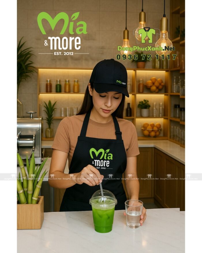 Nón đồng phục lưỡi trai thiết kế vừa vặn dành cho nhân viên bán hàng, thêu logo Mía&More.