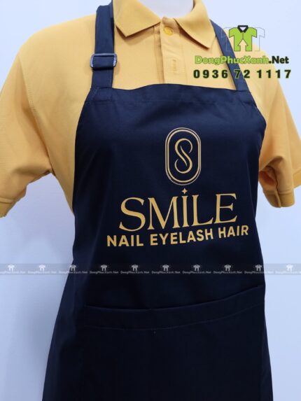 Tạp dề nails chống bám bụi, in logo Smile.