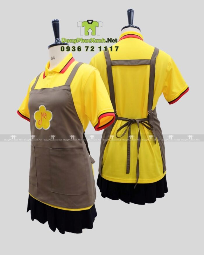 Tạp dề nail với chống bám bụi dành cho nhân viên, thêu logo M.