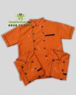 Áo bếp đồng phục màu cam dành cho quán ăn, nhà hàng, in/ thêu logo theo yêu cầu.