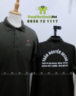 Áo đồng phục nhân viên màu đen đơn giản, in logo Trần Nguyên Decor.