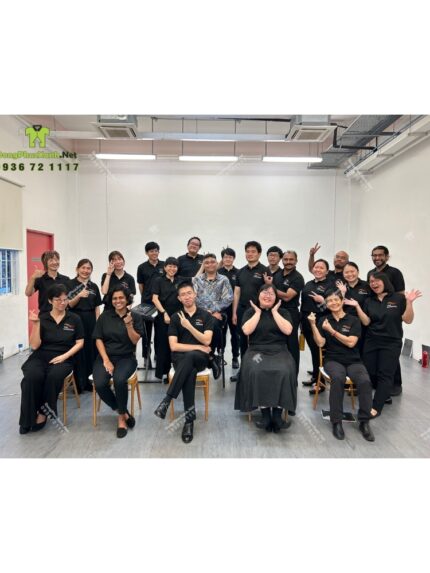 Áo thun đồng phục cotton đen dành cho nhân viên, in logo VOX CAMERATA
