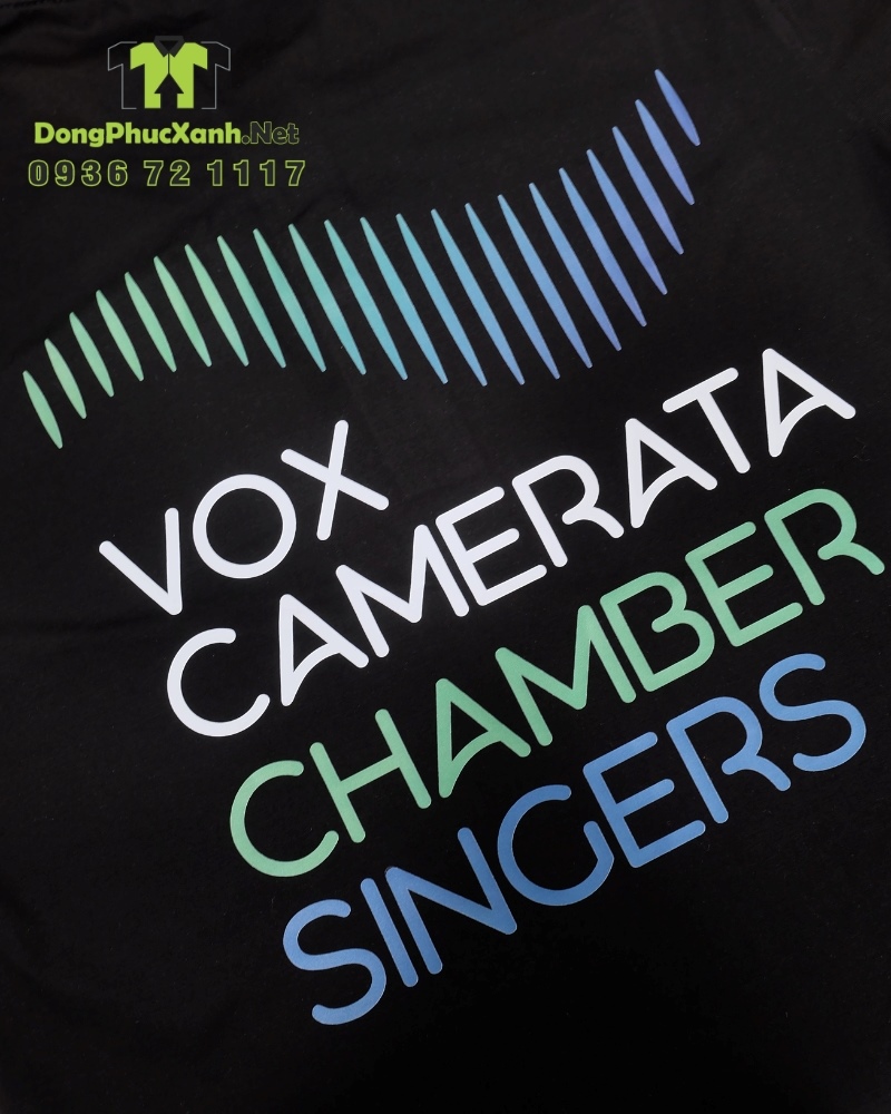Áo thun đồng phục dành cho nhân viên in logo VOX CAMERATA(4) Áo thun đồng phục cotton đen dành cho nhân viên, in logo VOX CAMERATA