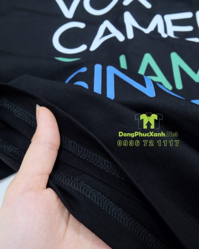 Áo thun đồng phục cotton đen dành cho nhân viên, in logo VOX CAMERATA