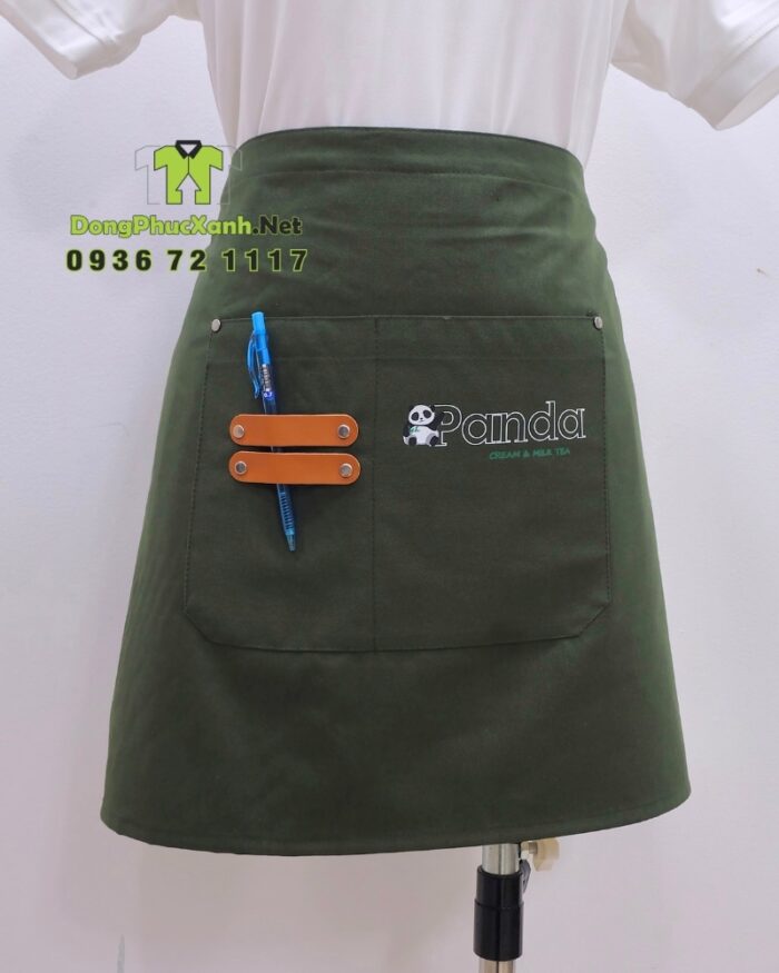 Bộ đồng phục nhân viên quán trà sữa & kem thiết kế hiện đại, in logo Panda.