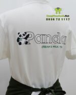 Bộ đồng phục nhân viên quán trà sữa & kem thiết kế hiện đại, in logo Panda.