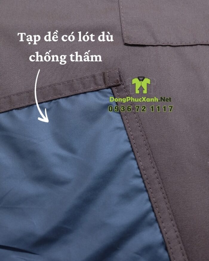 Tạp dề đồng phục nhân viên quán ăn thiết kế chữ H, in logo Mì Quảng Xưa Nay.