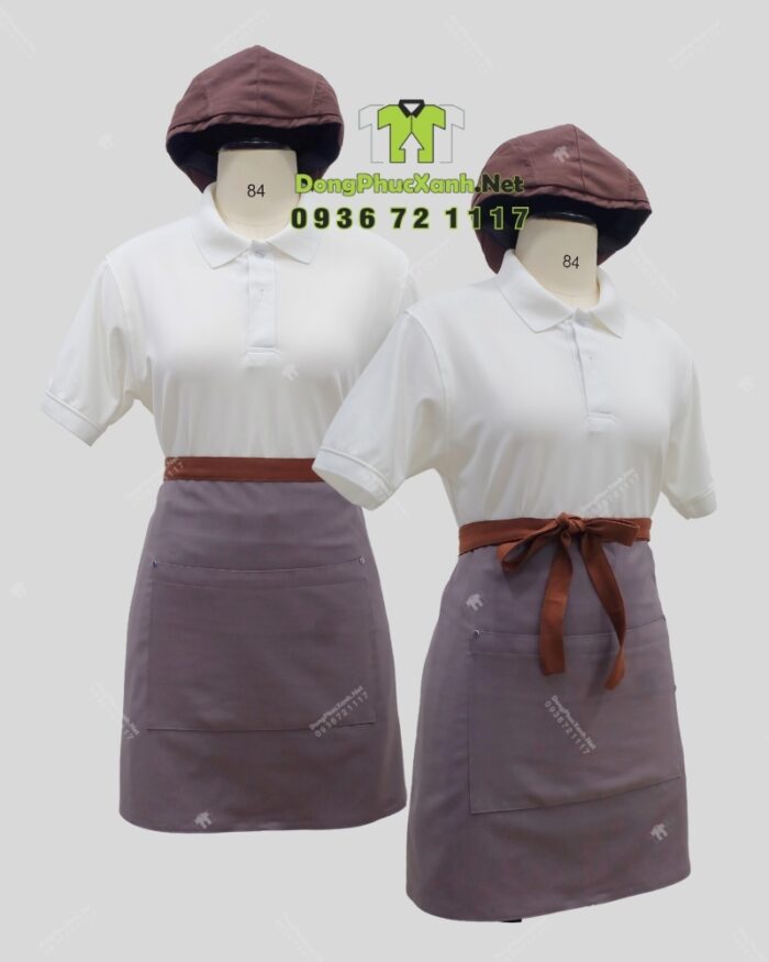 Tạp dề ngắn nhân viên phục vụ nhà hàng thiết kế sang trọng, in logo thương hiệu theo yêu cầu.
