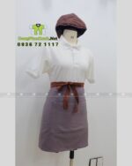 Tạp dề ngắn nhân viên phục vụ nhà hàng thiết kế sang trọng, in logo thương hiệu theo yêu cầu.