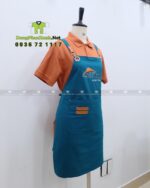 Tạp dề màu xanh lý dành cho nhân viên quán ăn đường phố, in logo Bùi Viện Street Food.