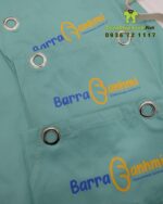 Tạp dề đồng phục màu xanh ngọc bắt mắt, in logo Barra Banhmi.